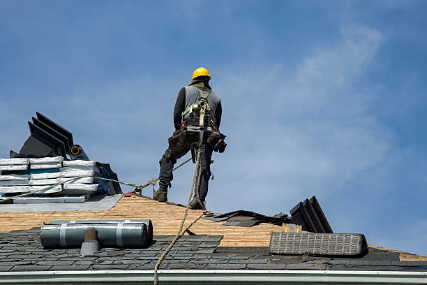 Professional Gutter Installation technician working in Prudenville, MI